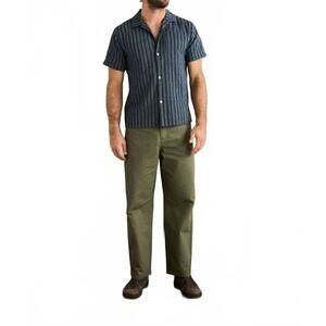 NEW RHYTHM. crux short sleeve shirt in indigo stripe